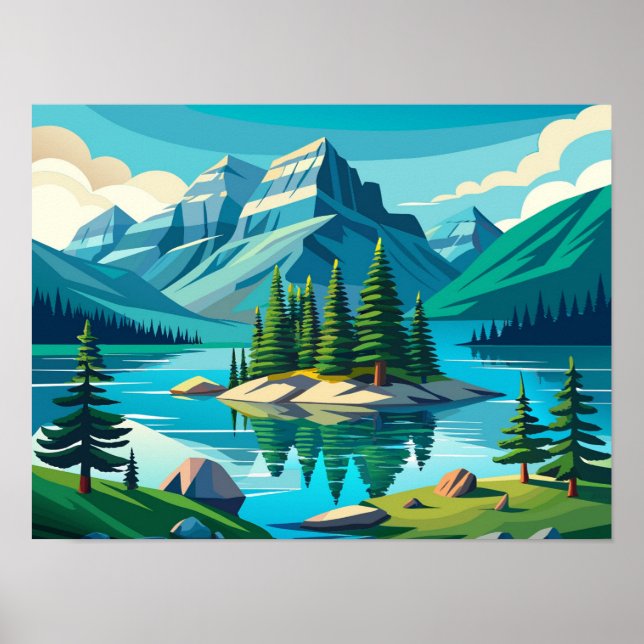 Affiche Spirit Island Lac Maligne Paysage (Devant)