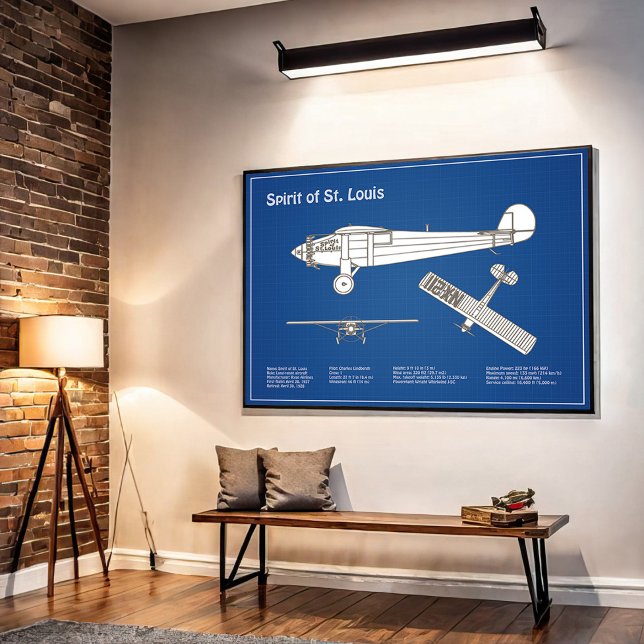 Affiche Spirit of St. Louis - Plan directeur de l'avion AB (Créateur téléchargé)
