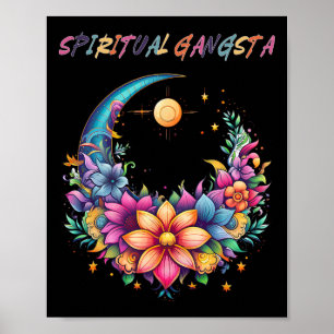 Affiche Spiritual Gangsta Floral Moon Yoga Méditation Mand