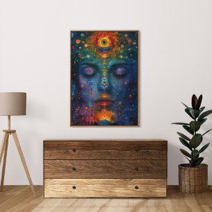 Affiche Spirituelle Colorée Ouvert Troisième Oeil Femme Ar