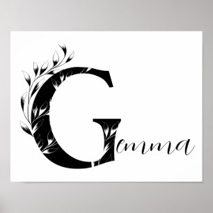 Affiche Spirituelle personnalisée enfant G Nom Gemma Lotus