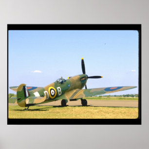 Affiche Spitfire britannique, avions quarts arrière de