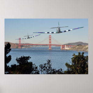 Affiche Spitfire's et Golden Gate Bridge