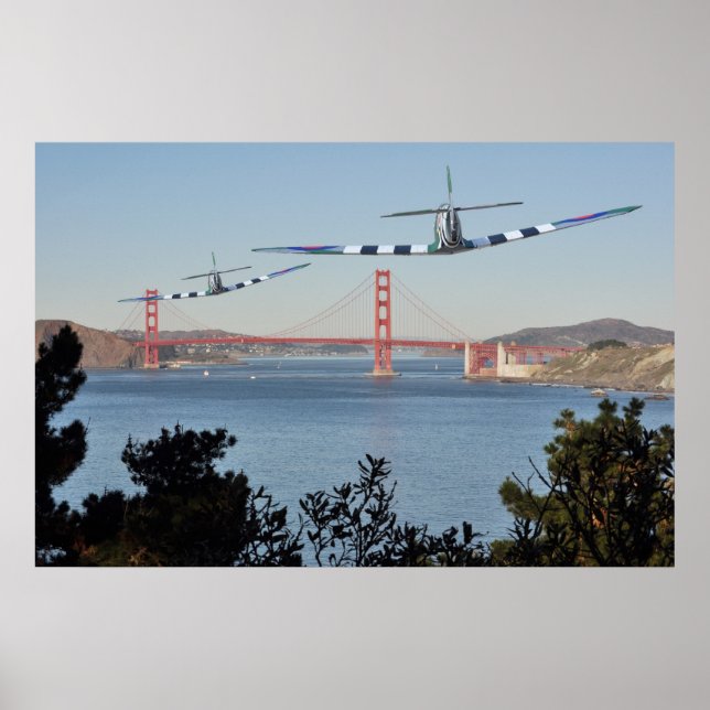 Affiche Spitfire's et Golden Gate Bridge (Devant)