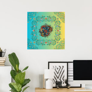 Affiche Splendor Infini, Art Floral Vert Mehndi