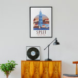 Affiche Split Croatie Dalmatie Vintage<br><div class="desc">Belle vue vintage sur la mer sur la ville de Split en Dalmatie,  Croatie.</div>