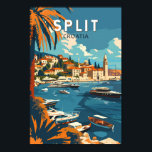 Affiche Split Croatie Travel Art Vintage<br><div class="desc">Fractionner la conception de déplacement vectoriel rétro. Split,  historiquement connue sous le nom de Spalato,  est la deuxième plus grande ville de Croatie après la capitale Zagreb,  la plus grande ville de Dalmatie et la plus grande ville de la côte croate.</div>