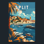 Affiche Split Croatie Travel Art Vintage<br><div class="desc">Fractionner la conception de déplacement vectoriel rétro. Split,  historiquement connue sous le nom de Spalato,  est la deuxième plus grande ville de Croatie après la capitale Zagreb,  la plus grande ville de Dalmatie et la plus grande ville de la côte croate.</div>