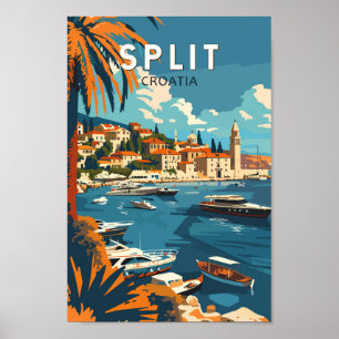 Affiche Split Croatie Travel Art Vintage