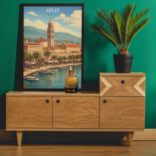 Affiche Split Croatie Vintage côte Adriatique