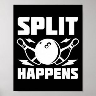 Affiche Split Se Produit Drôle Bowling Plaisanterie