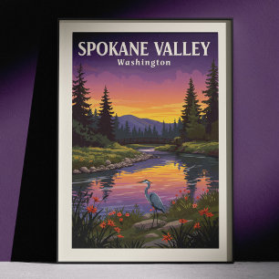 Affiche Spokane Valley Washington vintage