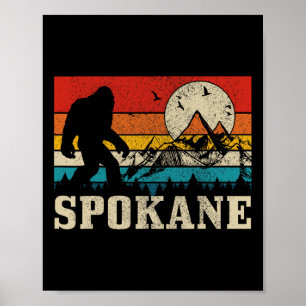 Affiche Spokane Washington Bigfoot Vintage Mountain Hunter