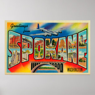 Affiche Spokane, Washington - Scènes de grandes lettres