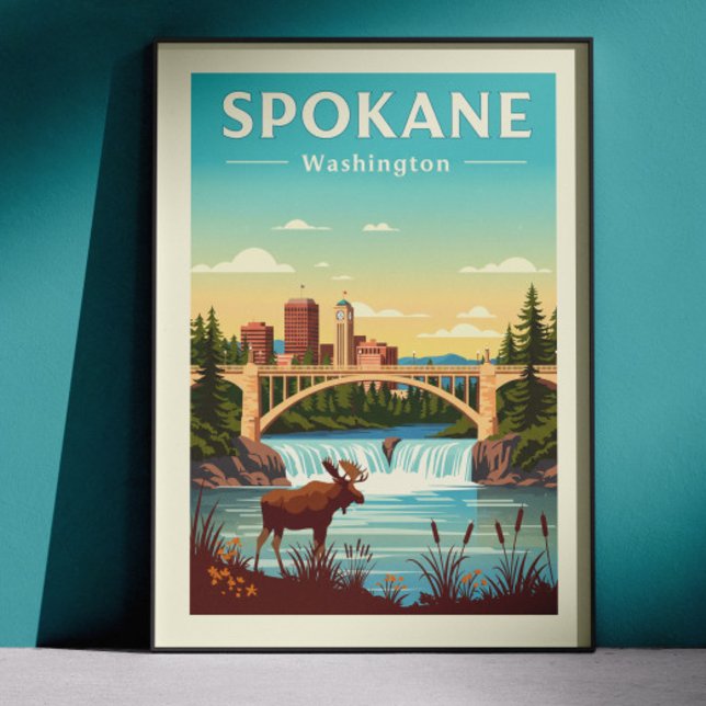 Affiche Spokane Washington vintage (Créateur téléchargé)