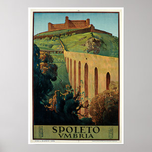Affiche Spoleto Italie Vintage voyage en Italie