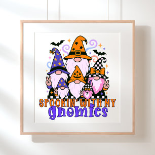 Affiche Spookin’ Avec Mes Gnomies : Amis Rétro Halloween
