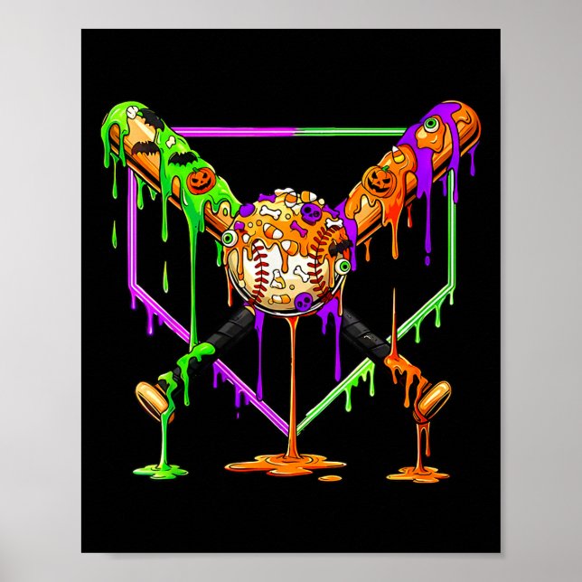 Affiche Spooky Baseball Ice Cream Drip Home Plate Dripping (Devant)
