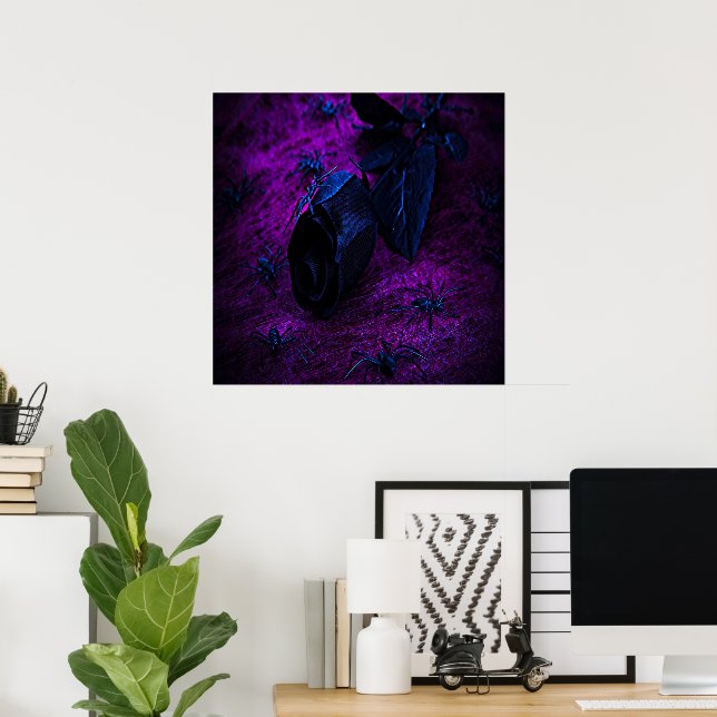 Affiche Spooky Black Material Rose, Black Spiders (Bureau à domicile)