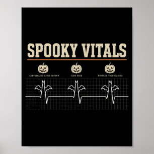 Affiche Spooky Vitals Drôle Halloween Infirmière Pouls Cha