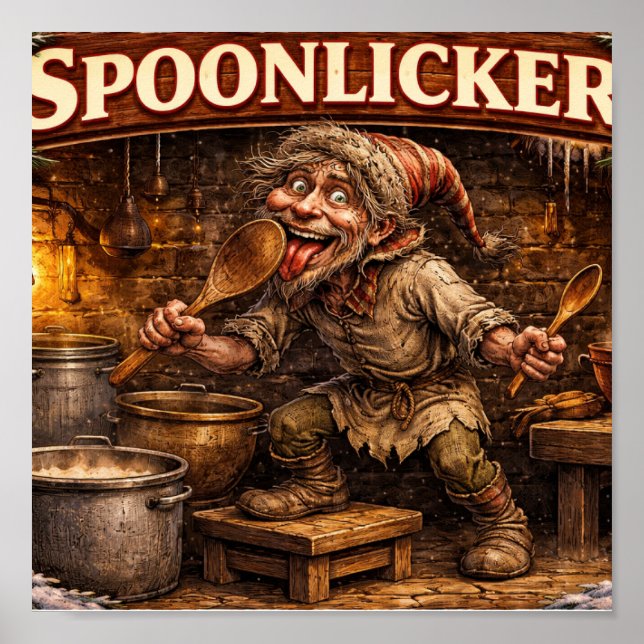 Affiche Spoon Licker Icelandic Yule Lad postcard  (Devant)