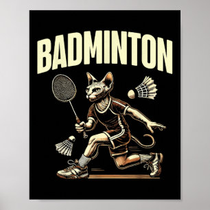 Affiche Sport Badminton passionné de chats Feline Kitten L