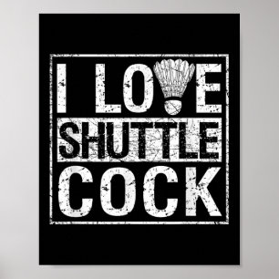 Affiche Sport Birdie Funny Badminton Joueurs I Love Shuttl