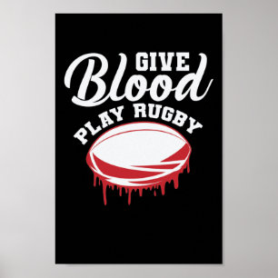 Affiche Sport de football américain Give Blood Play Rugby