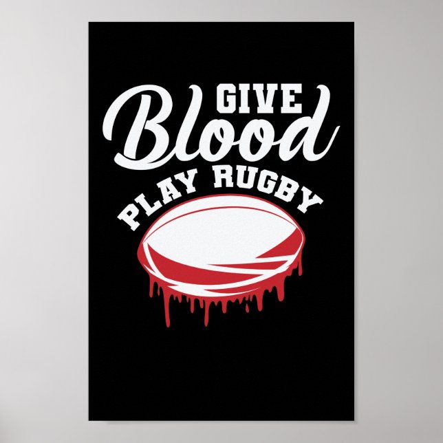 Affiche Sport de football américain Give Blood Play Rugby (Devant)