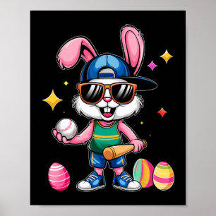 Affiche Sport de Pâques Joyeux Lapin de Pâques Jouer Vendr