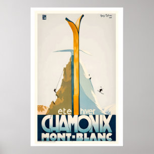 Affiche Sport d'été et d'hiver Chamonix Mont Blanc France