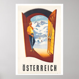 Affiche Sport d'hiver en Autriche Österreich Vintage Ski