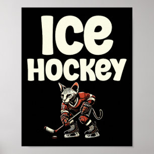 Affiche Sport Hockey sur glace Enthousiaste Chat Félin Cha
