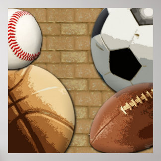 Affiche Sports Al-Star, Basketball/Football/Football