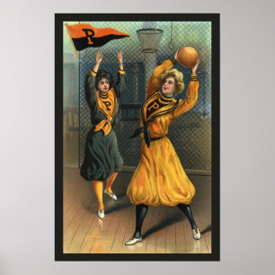 Affiche Sports Anciens, Équipe de Basket-ball Féminin en M