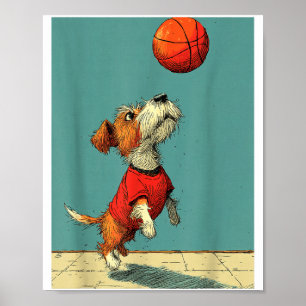 Affiche Sports de chien mignons mignons Basketball drôle