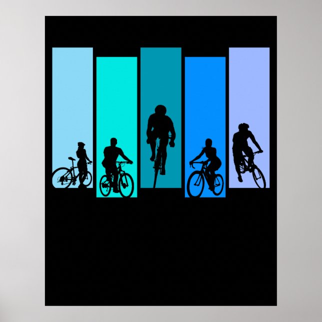 Affiche Sports de silhouette cycliste (Devant)