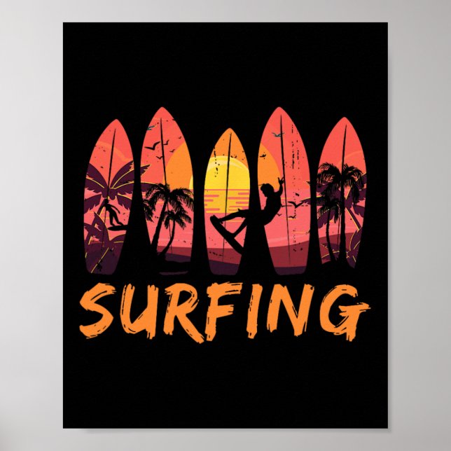 Affiche Sports de surf océanique - Planche de surf Vagues  (Devant)