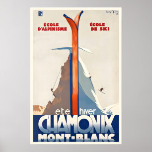 Affiche Sports d'été et d'hiver Chamonix Mont Blanc France