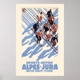 Affiche Sports d'hiver dans les Alpes suisses et le Jura