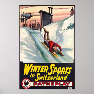 Affiche Sports d'hiver en Suisse Gstaad Ski suisse Alpes