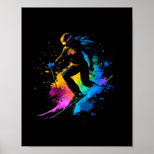 Affiche Sports d'hiver Paint Alpine Splash Skier Snow Ski
