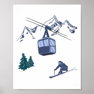 Affiche Sports d'hiver Ski Scène de neige Station de ski v