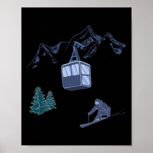 Affiche Sports d'hiver Ski Scène de neige Station de ski v