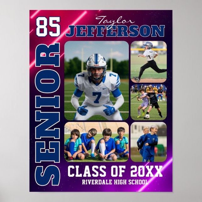 Affiche Sports Team Senior Night Custom Photo Collage (Devant)