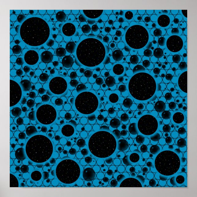 Affiche Spots de bulles spatiales - bleu ciel (Devant)
