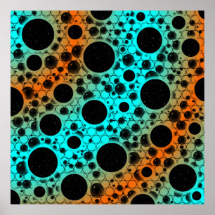 Affiche Spots de bulles spatiales - Cyan/Orange