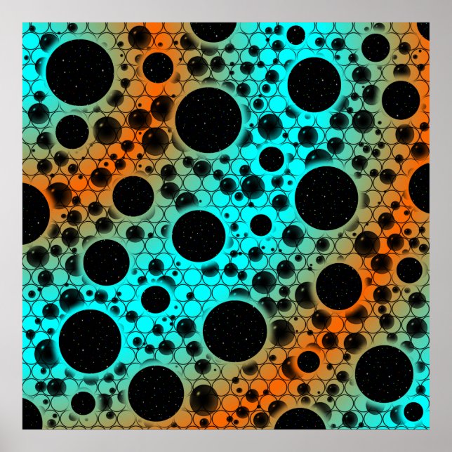 Affiche Spots de bulles spatiales - Cyan/Orange (Devant)