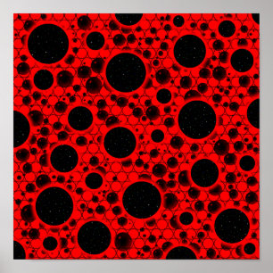 Affiche Spots de bulles spatiales - Rouge