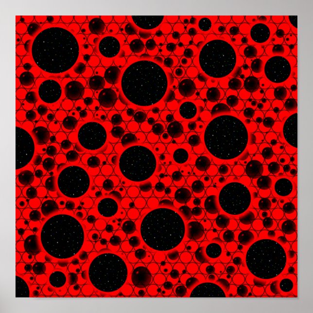 Affiche Spots de bulles spatiales - Rouge (Devant)